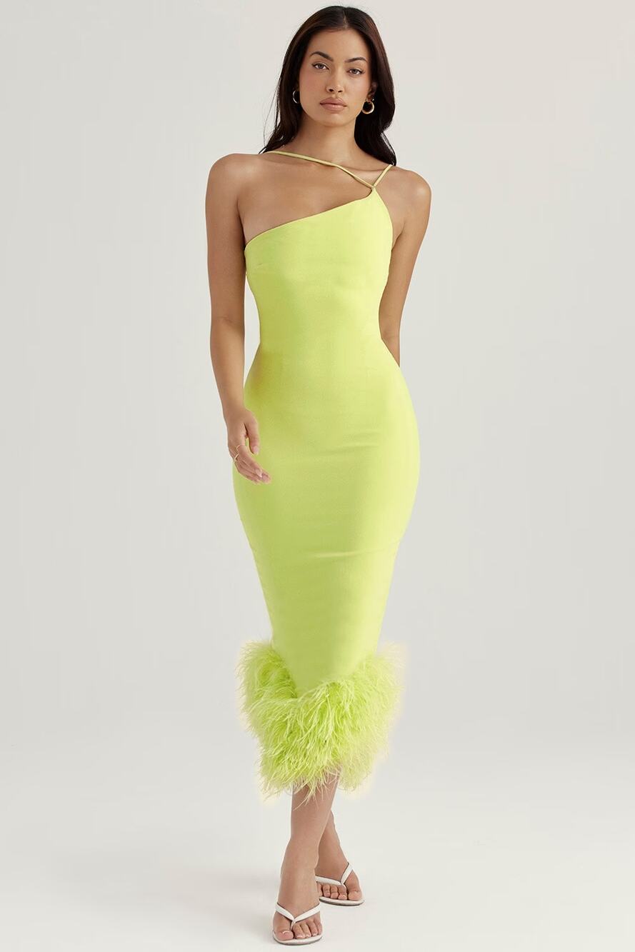 House of CB Alessia Lime Midi Dress Women Size XS - Picture 1 of 8